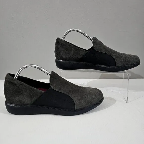 NEW Munro Clay Slip On Wedge Sneaker Loafer Womens Gray Suede Leather Size 10.5