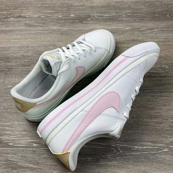 NEW Nike Court Legacy GS Big Girls Size 6Y Shoes DA5380-115, White / Pink NEW