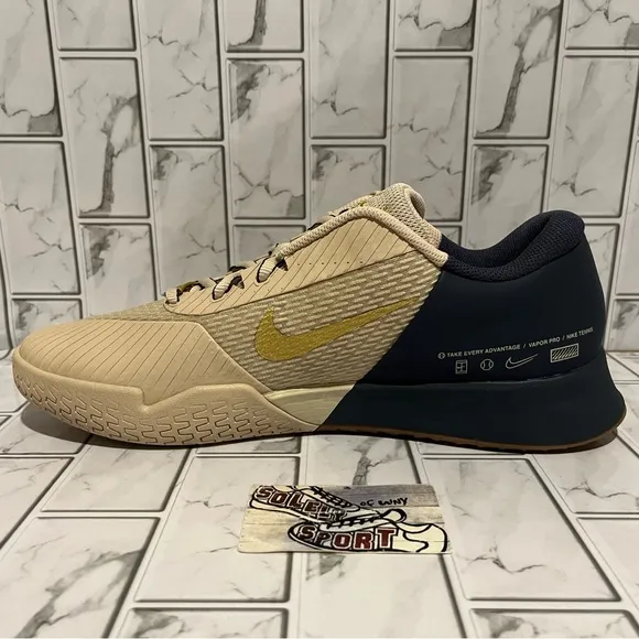 New Nike Zoom Vapor Pro 2 HC PRM Tennis Shoes Blue Gold Tan Mens Size 12