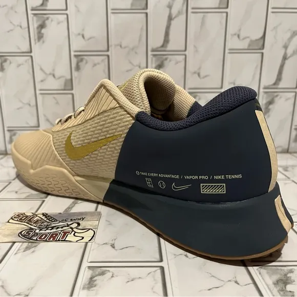 New Nike Zoom Vapor Pro 2 HC PRM Tennis Shoes Blue Gold Tan Mens Size 12