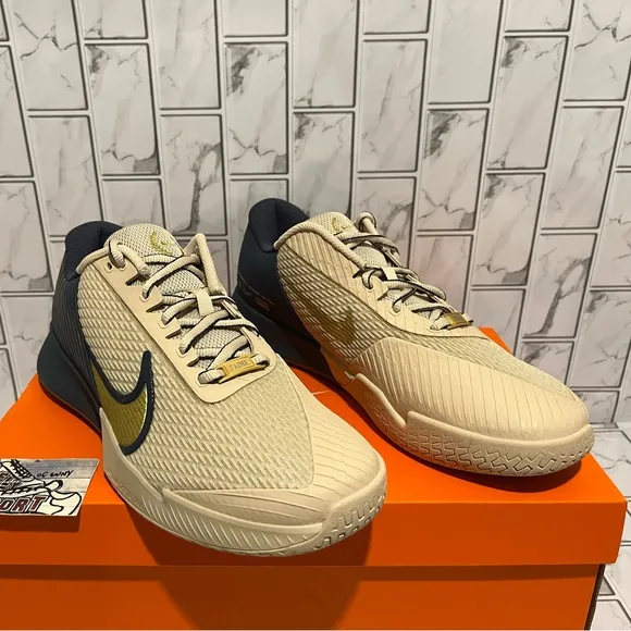 New Nike Zoom Vapor Pro 2 HC PRM Tennis Shoes Blue Gold Tan Mens Size 12