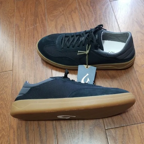 NEW! OLUKAI MEN'S PŪNINI BLACK/DARK SHADOW