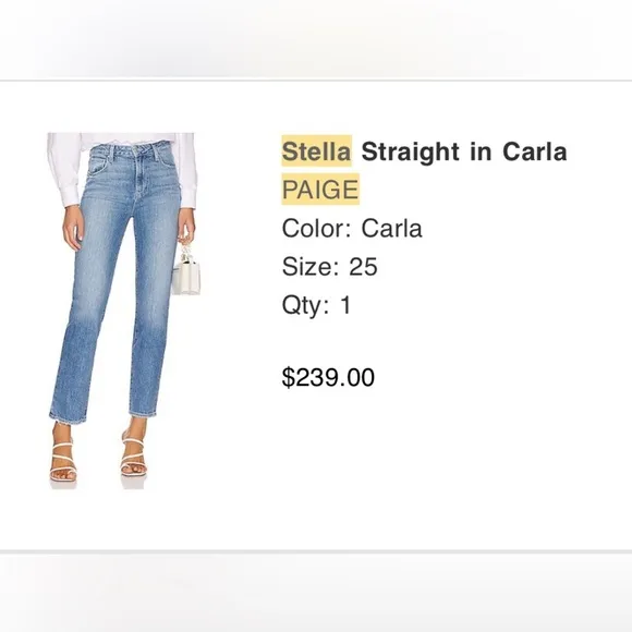 NEW! Paige Stella Straight Jeans 💙 Size: 25, Color: Carla