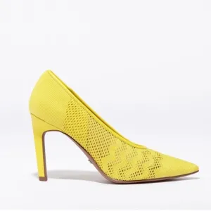 New! REISS “Zena” Mesh Leather Court Shoes Pumps in Parakeet Yellow