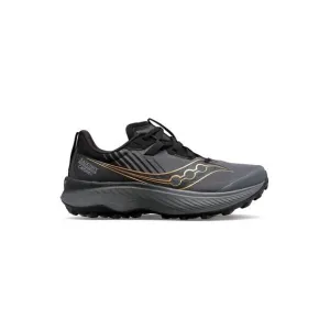 NEW SAUCONY men's endorphin edge trail running shoes in black/gold