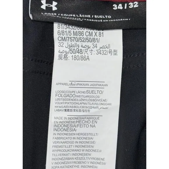 NEW Under Armour Men‘s Pants 34x32 Navy Loose Fit Performance Stretch Waist Golf