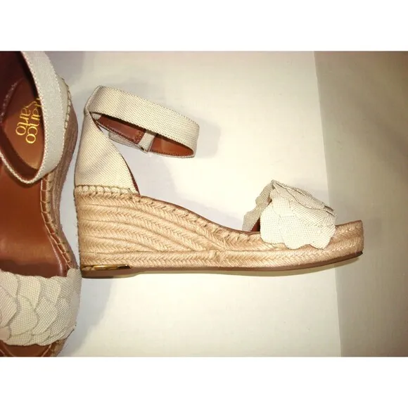 New Womens 9 M Sandal Shoe Franco Sarto Wedge Clemens Platform Espadrille Flower