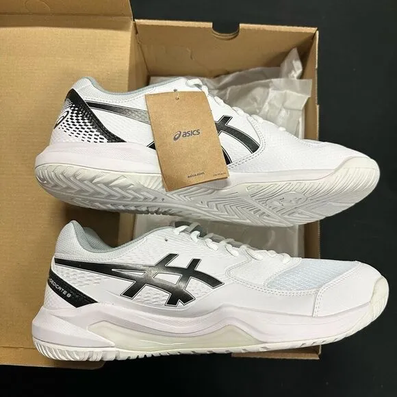 New Asics Gel Dedicate 8 Tennis Court Shoes Sneakers White Black 11.5