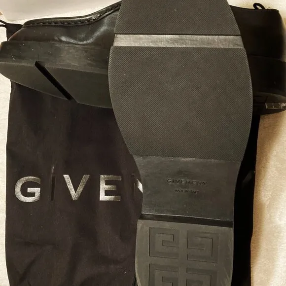 NIB Brand New GIVENCHY Black Leather Shoes, Made in Italy Size 44 Med. (10.5)