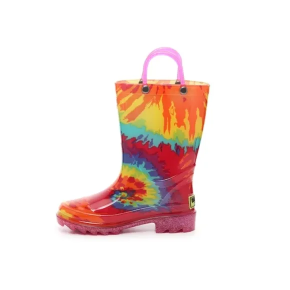 NIB Kids Tie Dye Rain Boot Light Up Western Chief Toddler Size 5