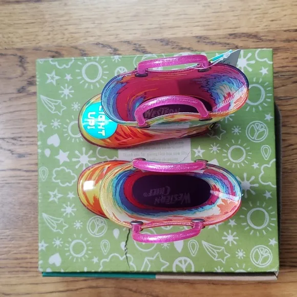 NIB Kids Tie Dye Rain Boot Light Up Western Chief Toddler Size 5