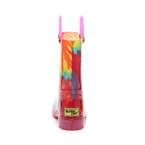 NIB Kids Tie Dye Rain Boot Light Up Western Chief Toddler Size 5