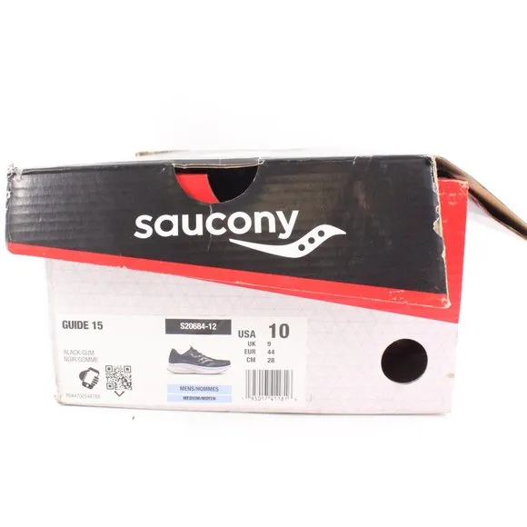 NIDB Saucony Men's Guide 15 Road Running Shoes in Black/Gum US Size 10