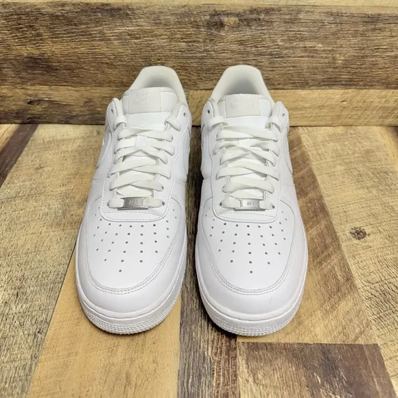 Nike Air Force 1 '07 Triple White Athletic Sneakers Size 10.5 Men’s / 12 Women’s