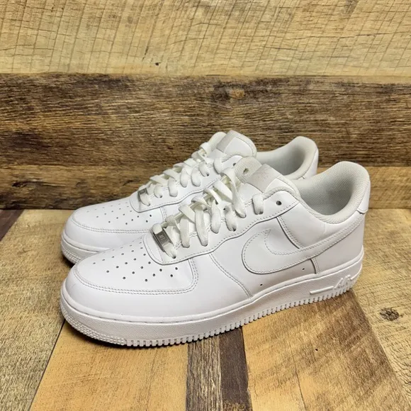 Nike Air Force 1 '07 Triple White Athletic Sneakers Size 10.5 Men’s / 12 Women’s