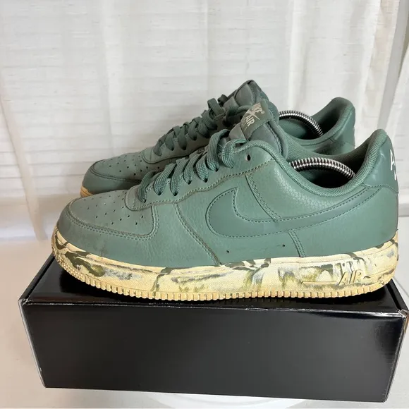 Nike Air‎ Force 1 Low AF1 Clay Green Marble Shoes AJ9507-300 Size 9.5 (Bin B17)
