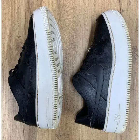NIKE Air Force 1 Sage Women's Platform Sneakers Black Leather Size 10 AR5349-002