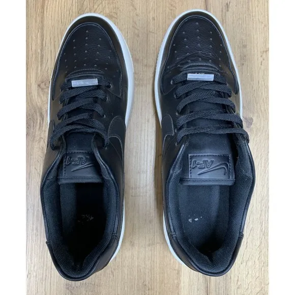 NIKE Air Force 1 Sage Women's Platform Sneakers Black Leather Size 10 AR5349-002