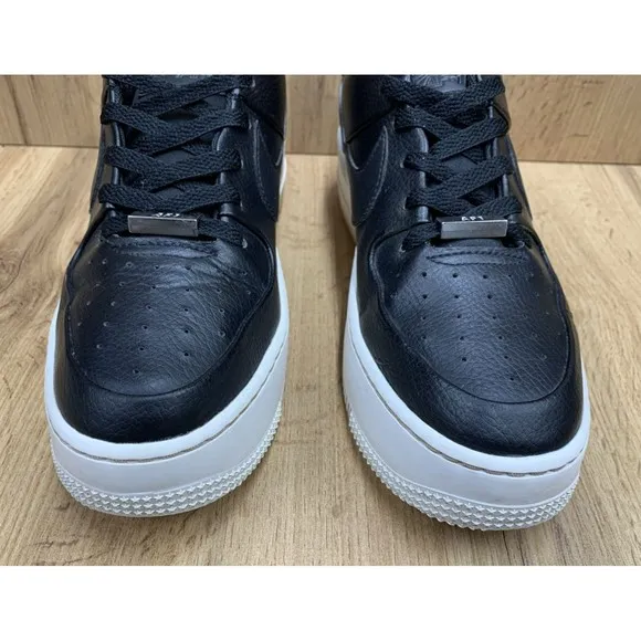NIKE Air Force 1 Sage Women's Platform Sneakers Black Leather Size 10 AR5349-002