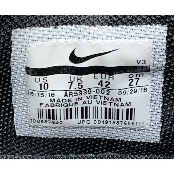 NIKE Air Force 1 Sage Women's Platform Sneakers Black Leather Size 10 AR5349-002