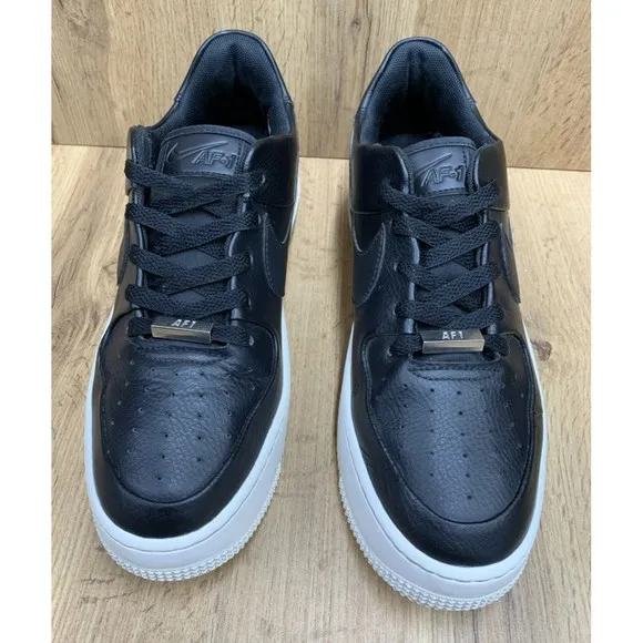 NIKE Air Force 1 Sage Women's Platform Sneakers Black Leather Size 10 AR5349-002