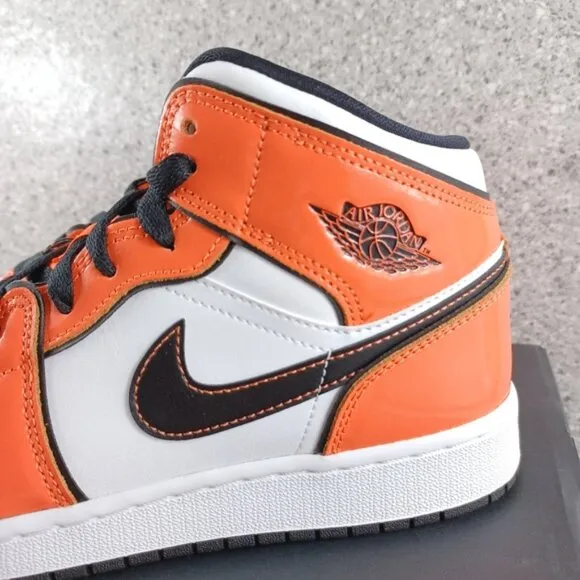Nike Air Jordan 1 Mid Turf Orange Patent Leather Sneakers Shoes 6.5Y 7Y …