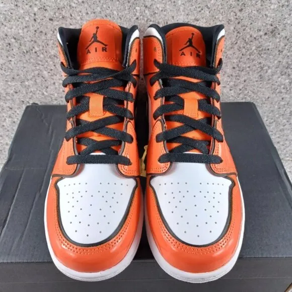Nike Air Jordan 1 Mid Turf Orange Patent Leather Sneakers Shoes 6.5Y 7Y …