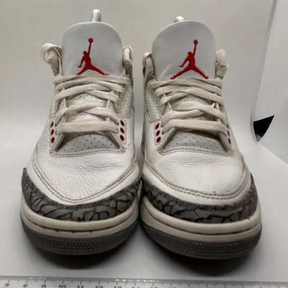 Nike Air Jordan 3 Retro White Cement Reimagined Basketball Sneakers Size 3.5Y
