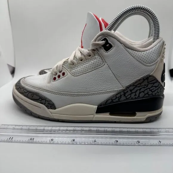 Nike Air Jordan 3 Retro White Cement Reimagined Basketball Sneakers Size 3.5Y