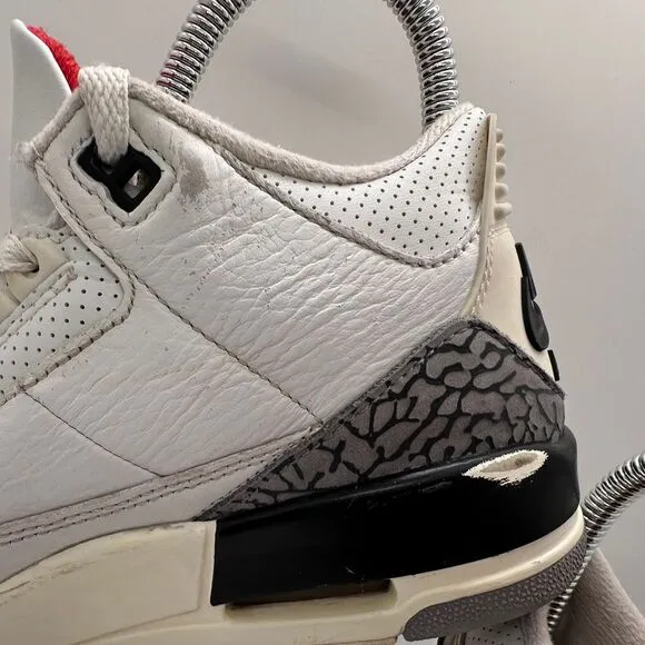 Nike Air Jordan 3 Retro White Cement Reimagined Basketball Sneakers Size 3.5Y