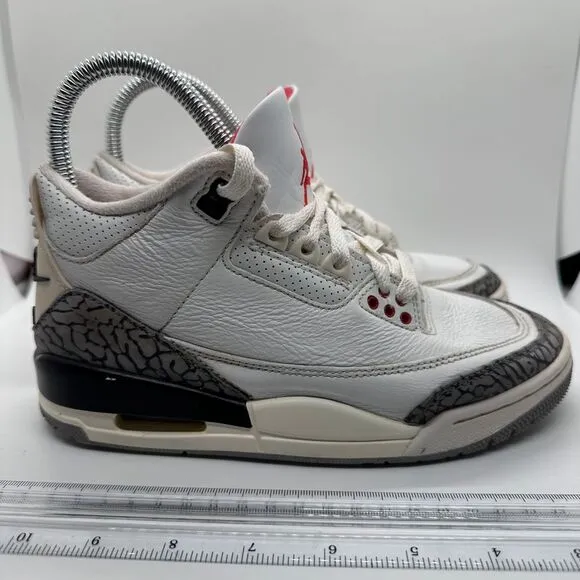 Nike Air Jordan 3 Retro White Cement Reimagined Basketball Sneakers Size 3.5Y