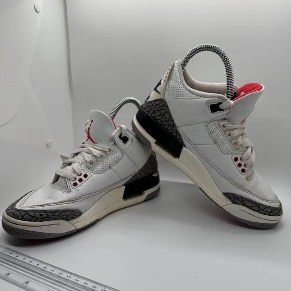 Nike Air Jordan 3 Retro White Cement Reimagined Basketball Sneakers Size 3.5Y