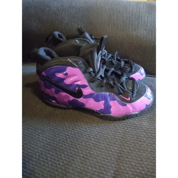 Nike Air Little Posite Pro 843755-012 Purple Camo Sneaker Shoes US Size 2Y