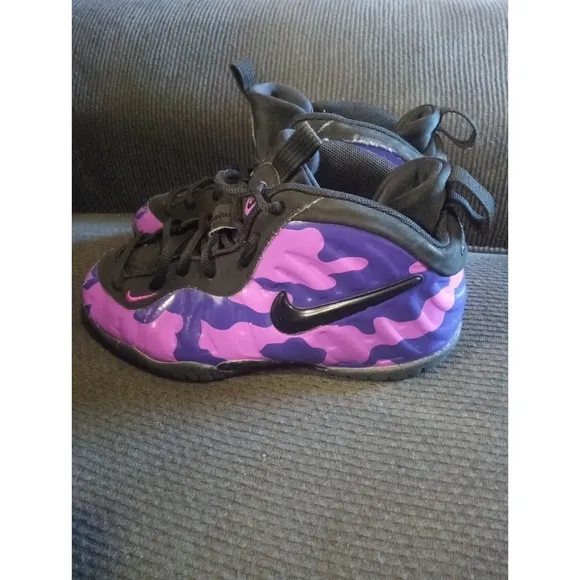Nike Air Little Posite Pro 843755-012 Purple Camo Sneaker Shoes US Size 2Y