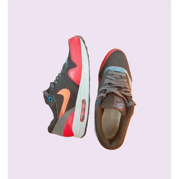 Nike Air Max 1 Black Clay Crimson Men Sneakers Size 9.5