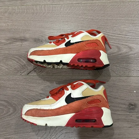 Nike Air Max 90 Leather TD 'Sesame Red Clay’ kids shoes
