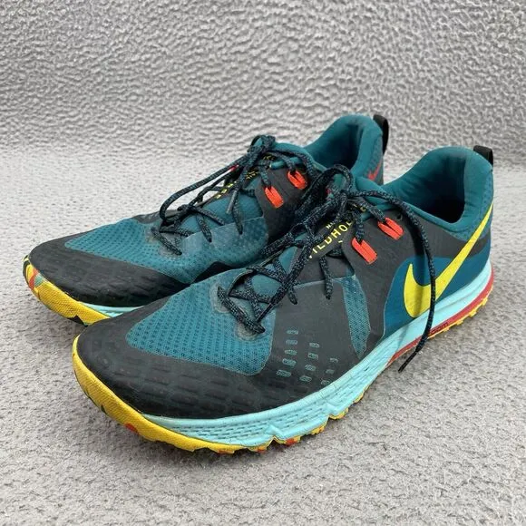 Nike Air Shoes Zoom Pegasus Men's 15 Colorblock Trail Geode Teal Running Sneaker