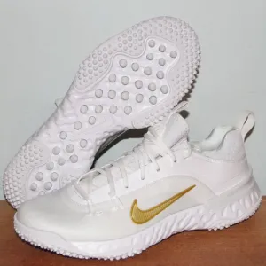 Nike Alpha Huarache 9 Elite Lacrosse Shoes Mens 10 White Gold
