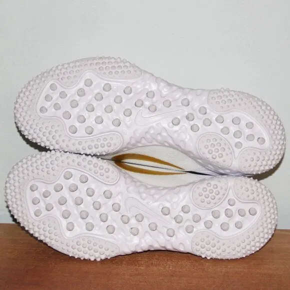 Nike Alpha Huarache 9 Elite Lacrosse Shoes Mens 10 White Gold