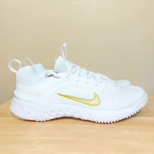 Nike Alpha Huarache 9 Elite Turf LAX Shoes FN0310-100 White Gold Men's Size 10