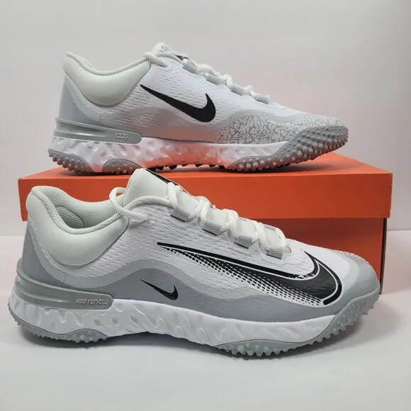 Nike Alpha Huarache Elite 4 Turf Men's White Gray Shoes FD2743-100 US Size 11NWB