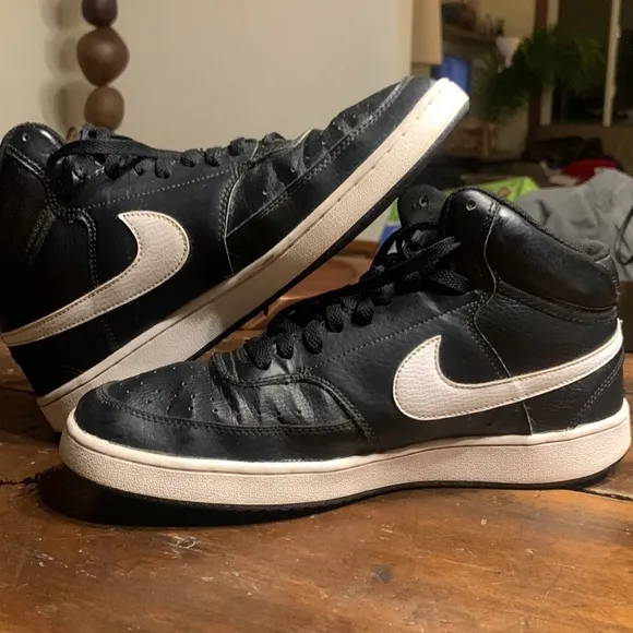 NIKE BLACK COURT VISION MID ATHLETIC SHOES SNEAKERS