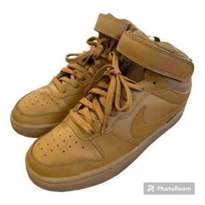 Nike Boys Court Borough Mid 2 Leather Sneakers Athletic Shoes Wheat Lt B…