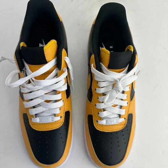 Nike By You Air Force 1 Low Retro Black Yellow White Shoes HF0659-900 Men Size 9