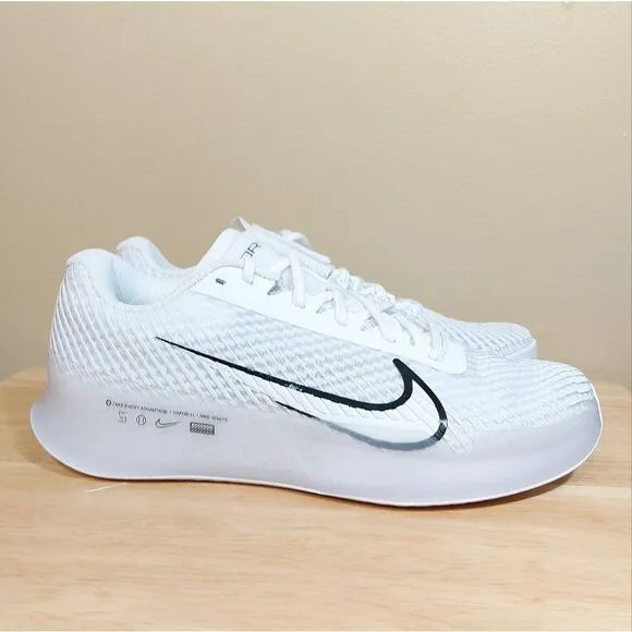 Nike Court Air Zoom Vapor 11 HC Tennis Shoes White Black DR6966-101 Men's Size 8