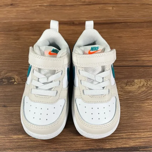 NIKE COURT BOROUGH LOW 2 NEW Phantom Bright Spruce White Sneakers Little Kids