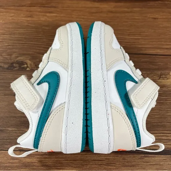 NIKE COURT BOROUGH LOW 2 NEW Phantom Bright Spruce White Sneakers Little Kids