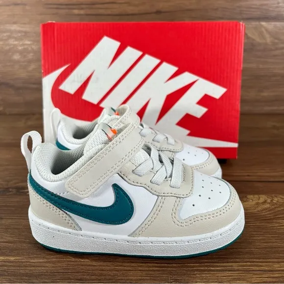 NIKE COURT BOROUGH LOW 2 NEW Phantom Bright Spruce White Sneakers Little Kids