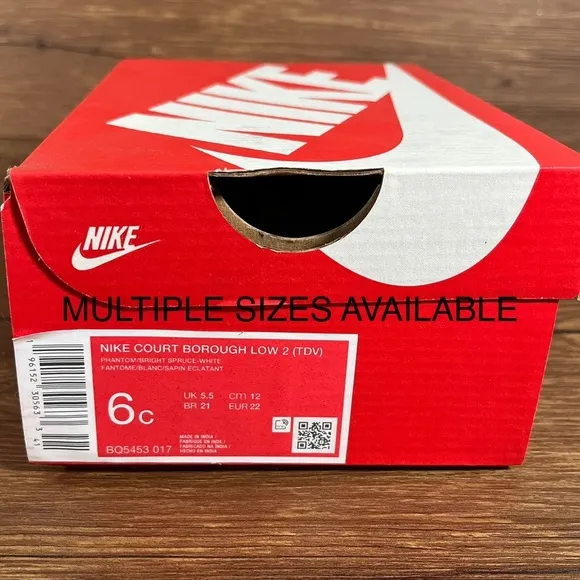 NIKE COURT BOROUGH LOW 2 NEW Phantom Bright Spruce White Sneakers Little Kids
