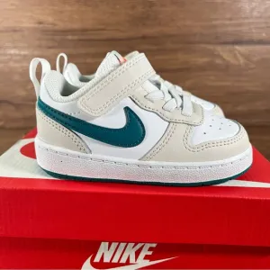 NIKE COURT BOROUGH LOW 2 NEW Phantom Bright Spruce White Sneakers Little Kids